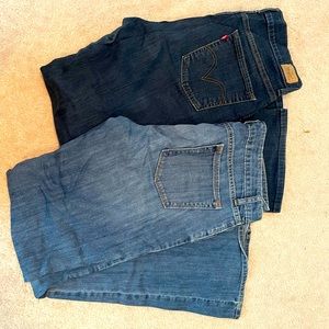 2 pair of bootcut jeans.